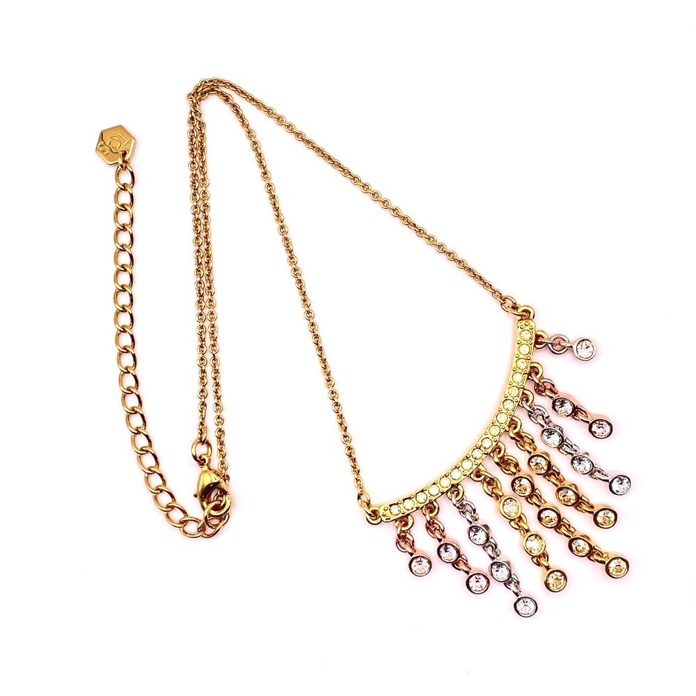 TCS Touchstone Crystal by Swarovski Multiplex Fringe Pendant Necklace NWOT